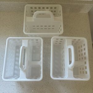 Set of White Plastic Storage Baskets